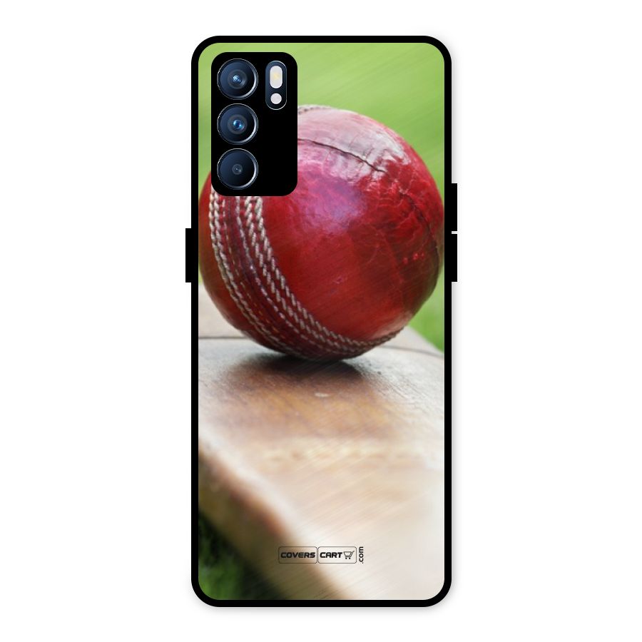 Cricket Bat Ball Metal Back Case for Oppo Reno6 5G