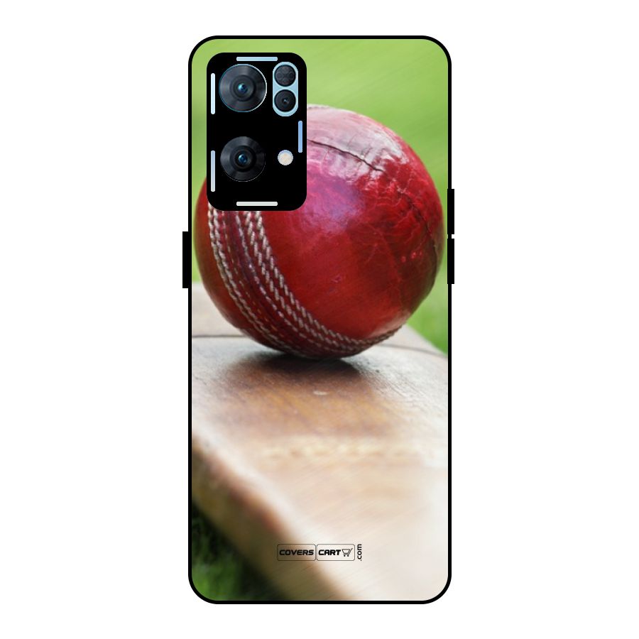 Cricket Bat Ball Metal Back Case for Oppo Reno7 Pro 5G