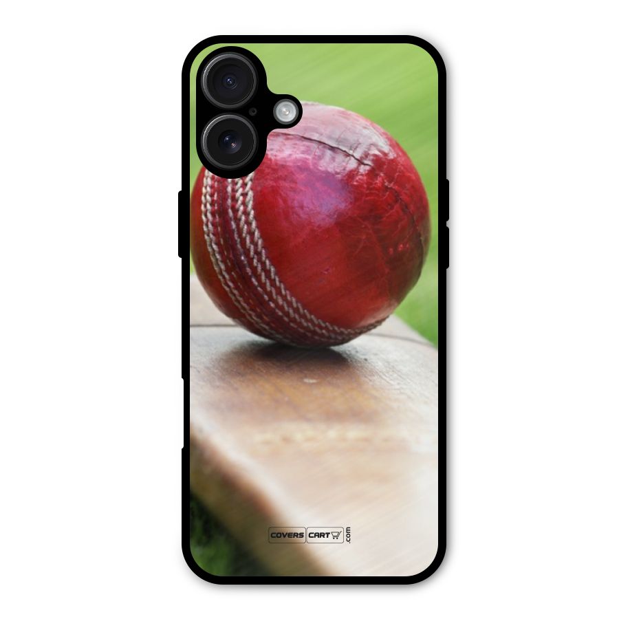 Cricket Bat Ball Metal Back Case for iPhone 16 Plus