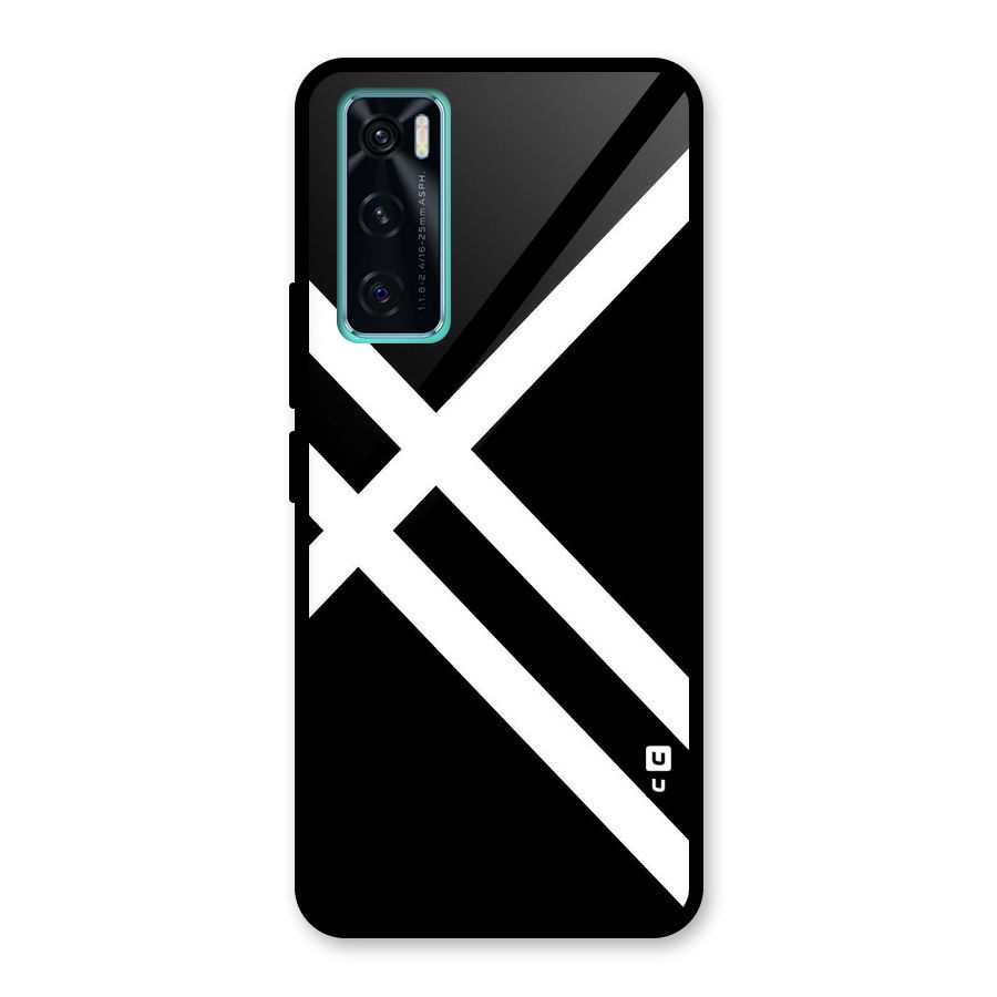 CrissCross Lines Glass Back Case for Vivo V20 SE