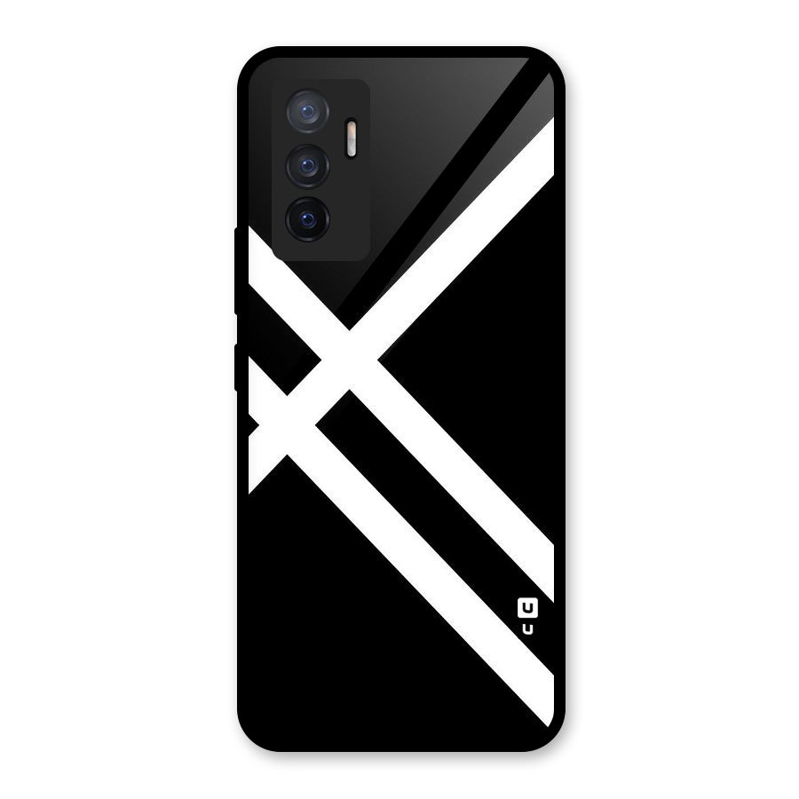 CrissCross Lines Glass Back Case for Vivo V23e