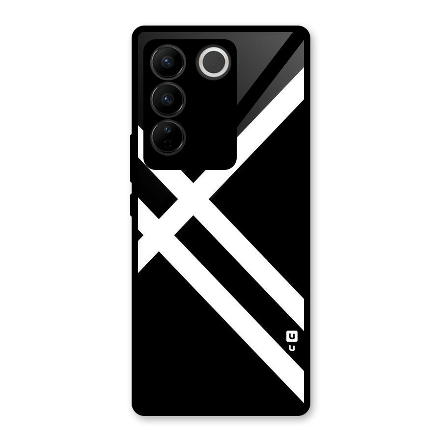 CrissCross Lines Glass Back Case for Vivo V27 Pro