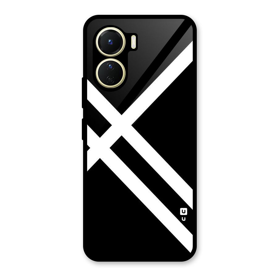 CrissCross Lines Glass Back Case for Vivo Y16