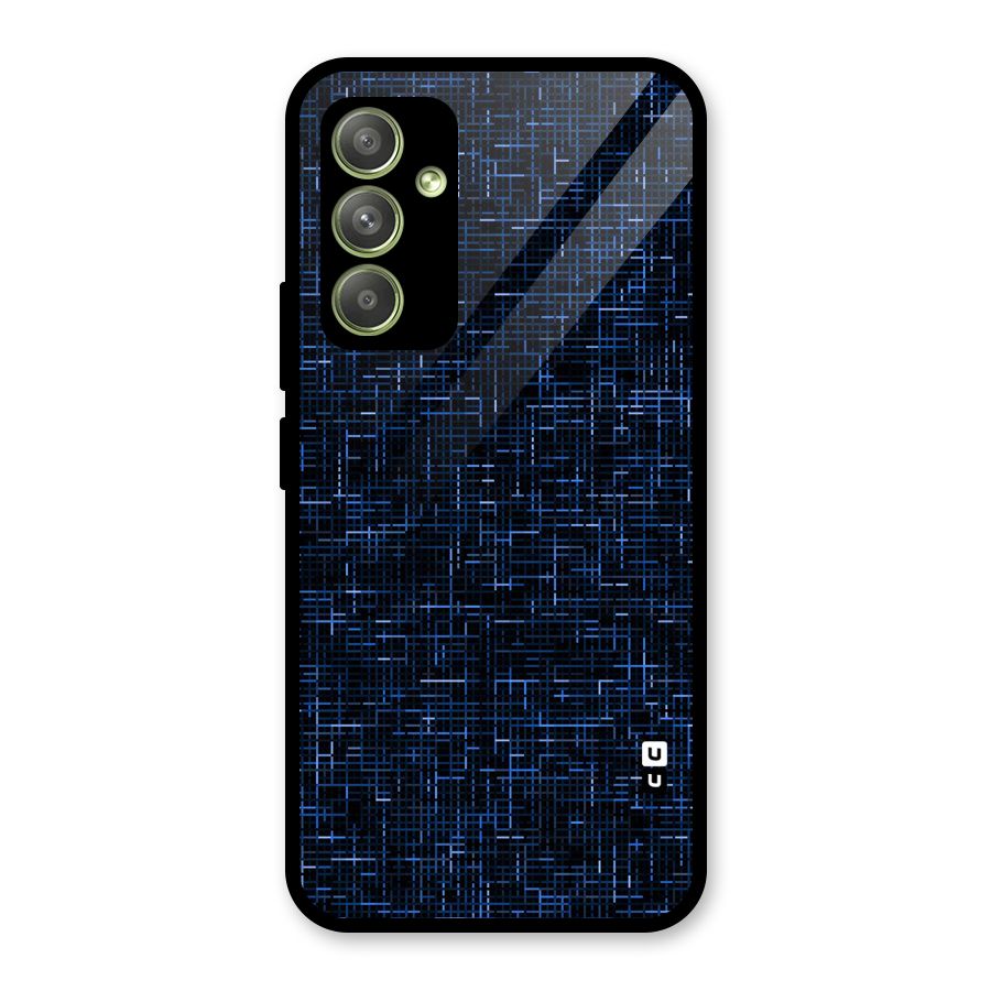 Criss Cross Blue Pattern Glass Back Case for Galaxy A54
