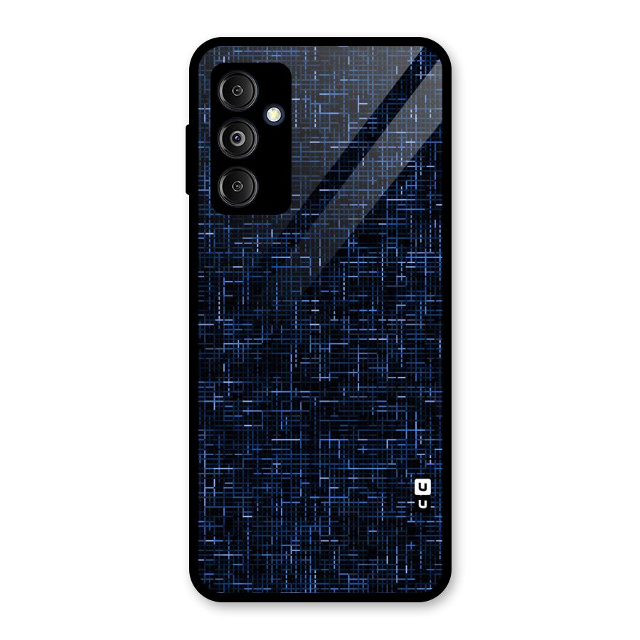Criss Cross Blue Pattern Glass Back Case for Galaxy M14 5G