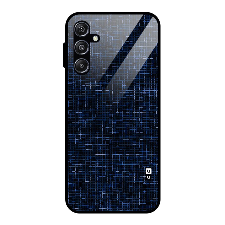 Criss Cross Blue Pattern Glass Back Case for Galaxy M34 5G