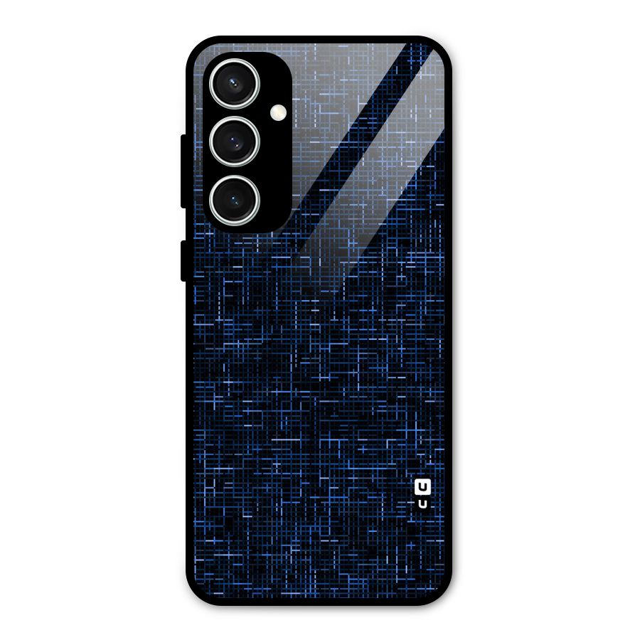 Criss Cross Blue Pattern Glass Back Case for Galaxy S23 FE