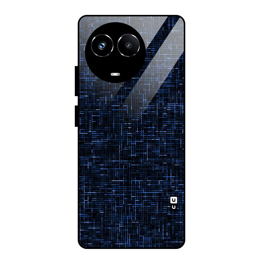 Criss Cross Blue Pattern Glass Back Case for Realme 11X