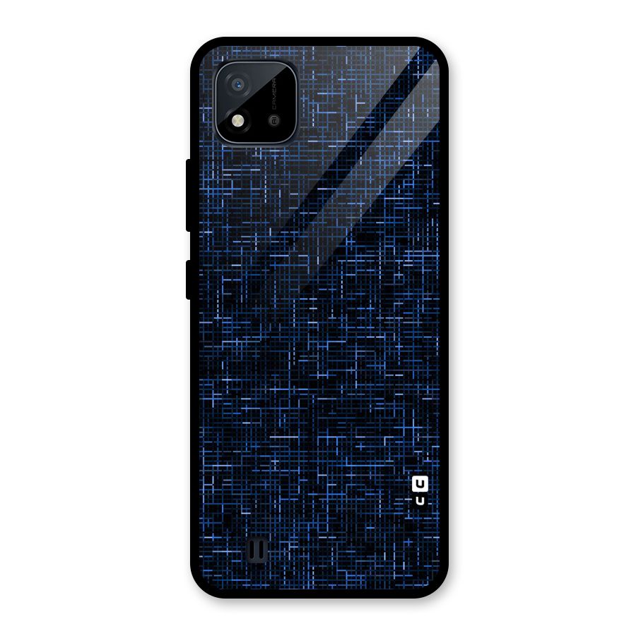 Criss Cross Blue Pattern Glass Back Case for Realme C11 2021