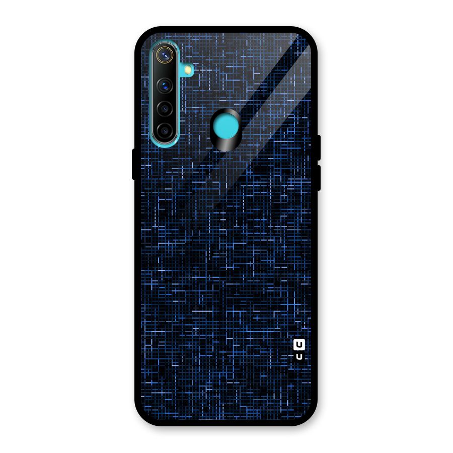 Criss Cross Blue Pattern Glass Back Case for Realme Narzo 10