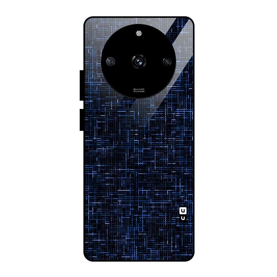 Criss Cross Blue Pattern Glass Back Case for Realme Narzo 60 5G