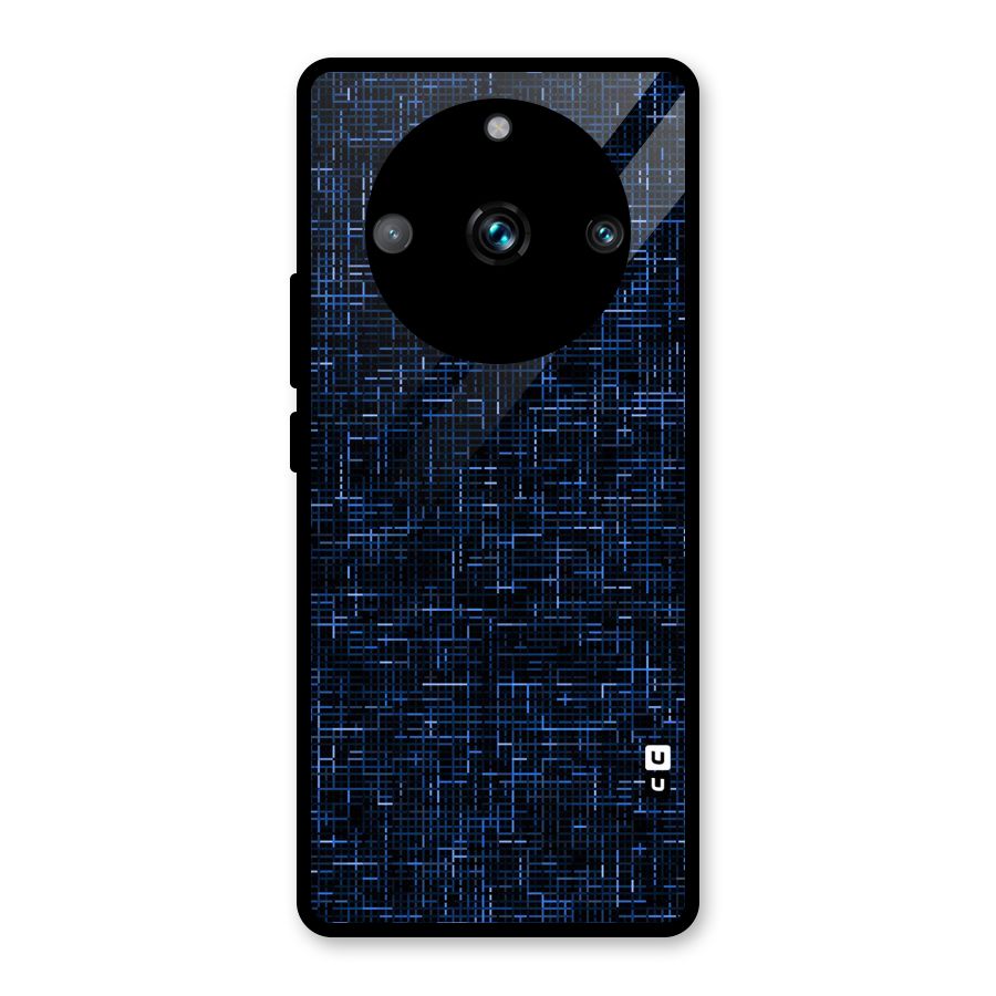 Criss Cross Blue Pattern Glass Back Case for Realme Narzo 60 Pro