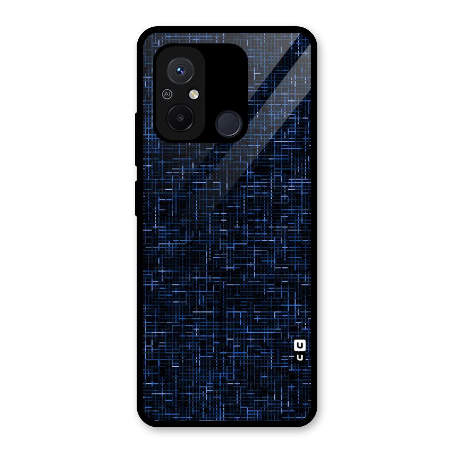 Criss Cross Blue Pattern Glass Back Case for Redmi 12C