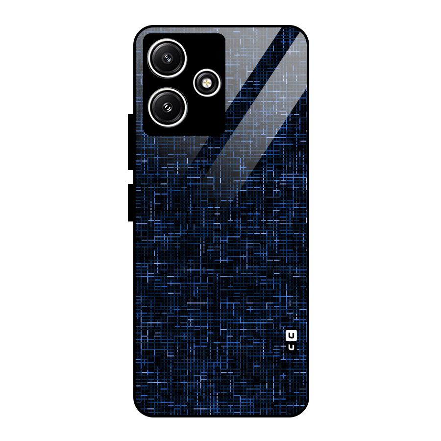 Criss Cross Blue Pattern Glass Back Case for Redmi 12 5G