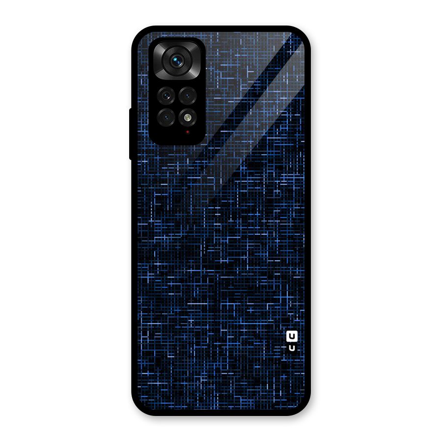 Criss Cross Blue Pattern Glass Back Case for Redmi Note 11S