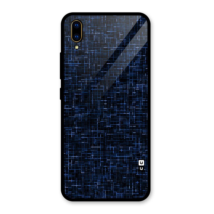 Criss Cross Blue Pattern Glass Back Case for Vivo V11 Pro