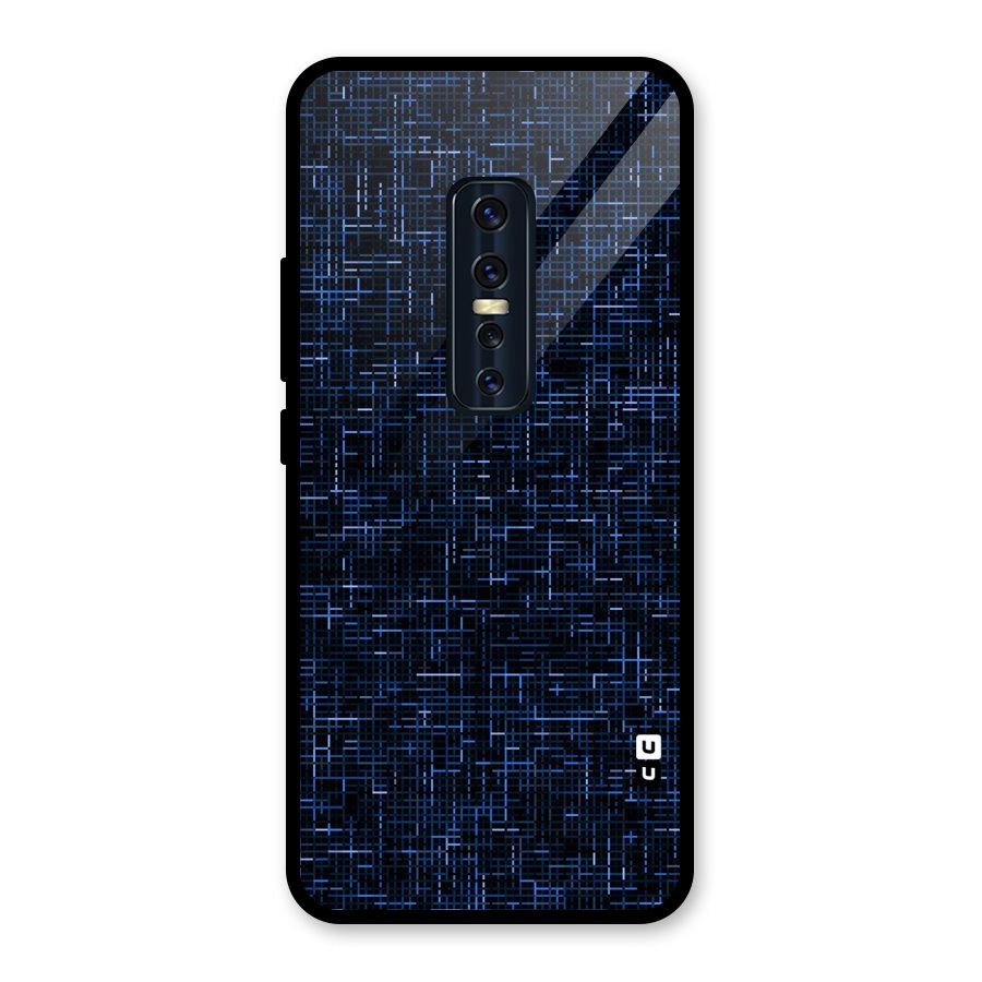 Criss Cross Blue Pattern Glass Back Case for Vivo V17 Pro