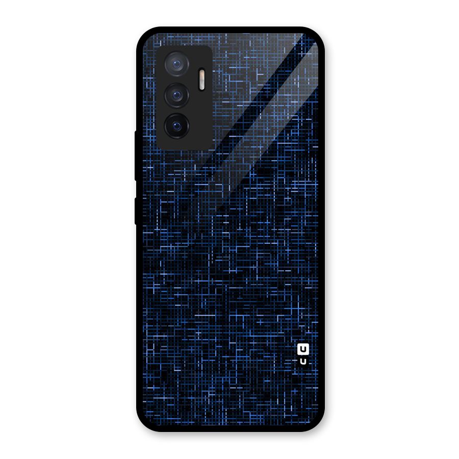 Criss Cross Blue Pattern Glass Back Case for Vivo V23e