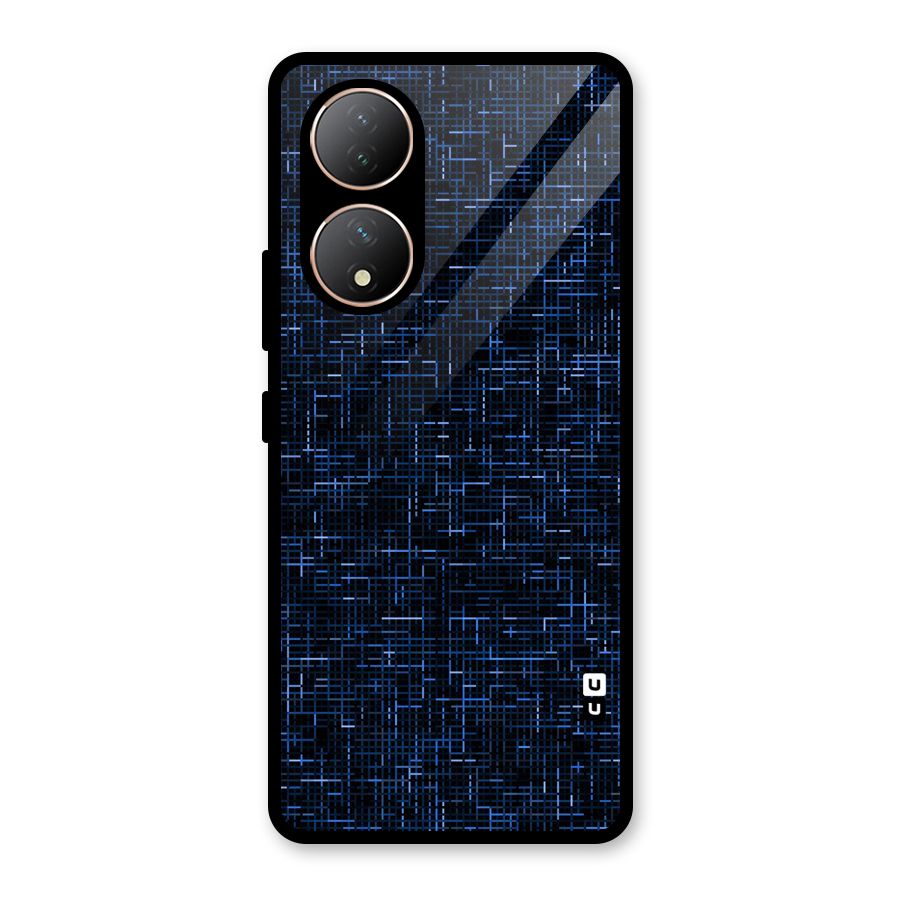 Criss Cross Blue Pattern Glass Back Case for Vivo Y100A