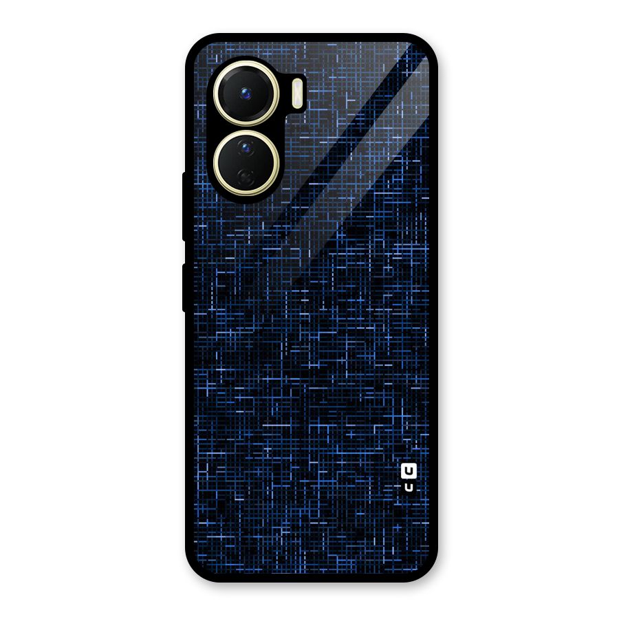 Criss Cross Blue Pattern Glass Back Case for Vivo Y16