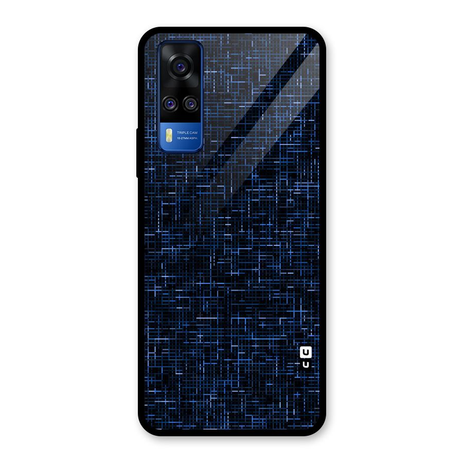Criss Cross Blue Pattern Glass Back Case for Vivo Y31