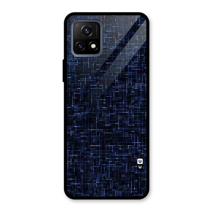 Criss Cross Blue Pattern Glass Back Case for Vivo Y72 5G