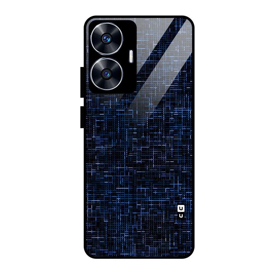 Criss Cross Blue Pattern Glass Back Case for realme C55