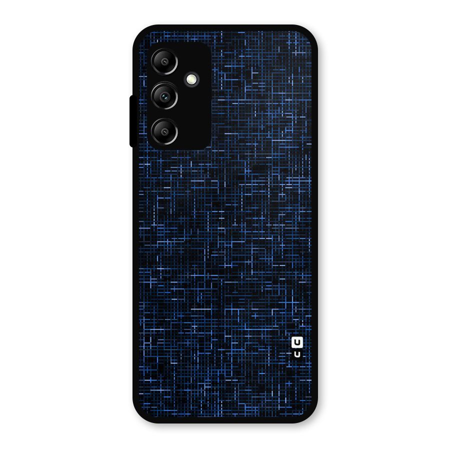 Criss Cross Blue Pattern Metal Back Case for Galaxy A14 5G