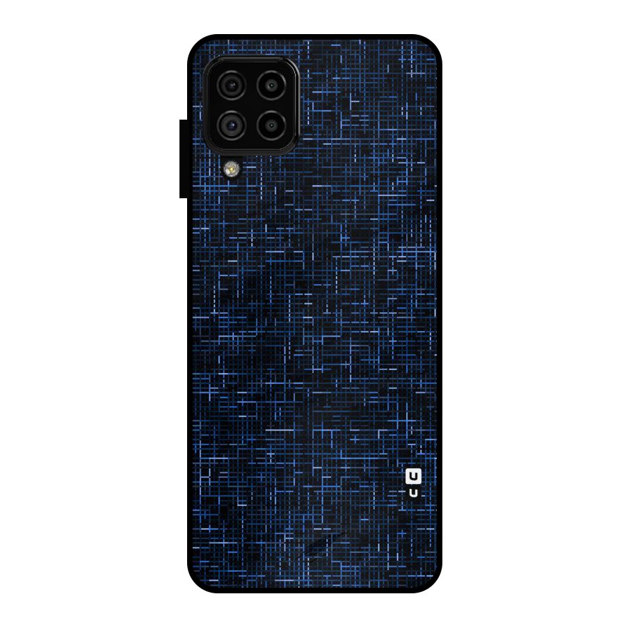 Criss Cross Blue Pattern Metal Back Case for Galaxy A22 4G