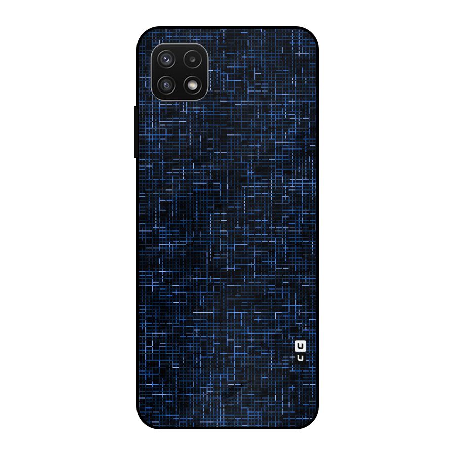 Criss Cross Blue Pattern Metal Back Case for Galaxy A22 5G