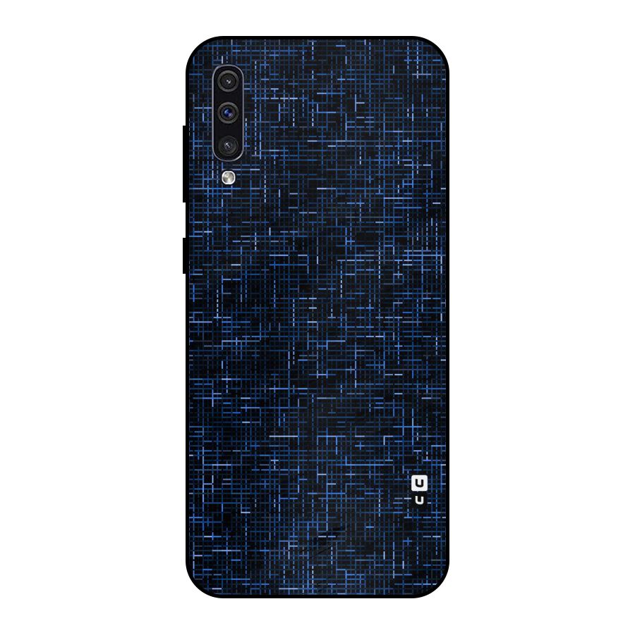 Criss Cross Blue Pattern Metal Back Case for Galaxy A30s