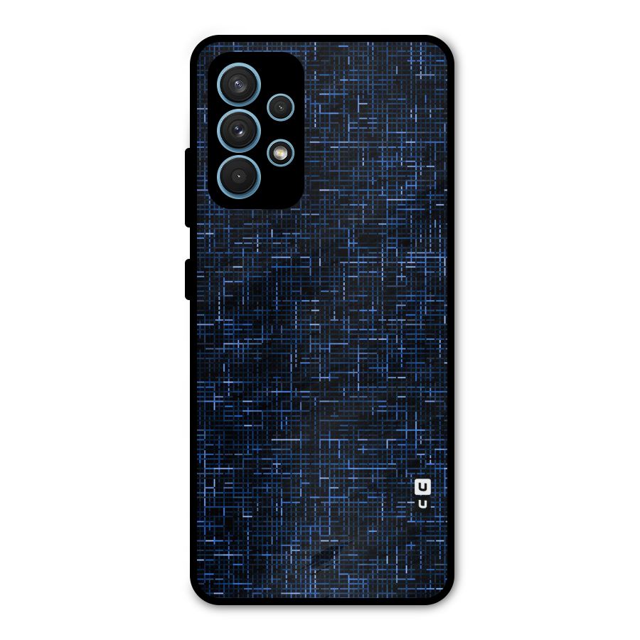 Criss Cross Blue Pattern Metal Back Case for Galaxy A32