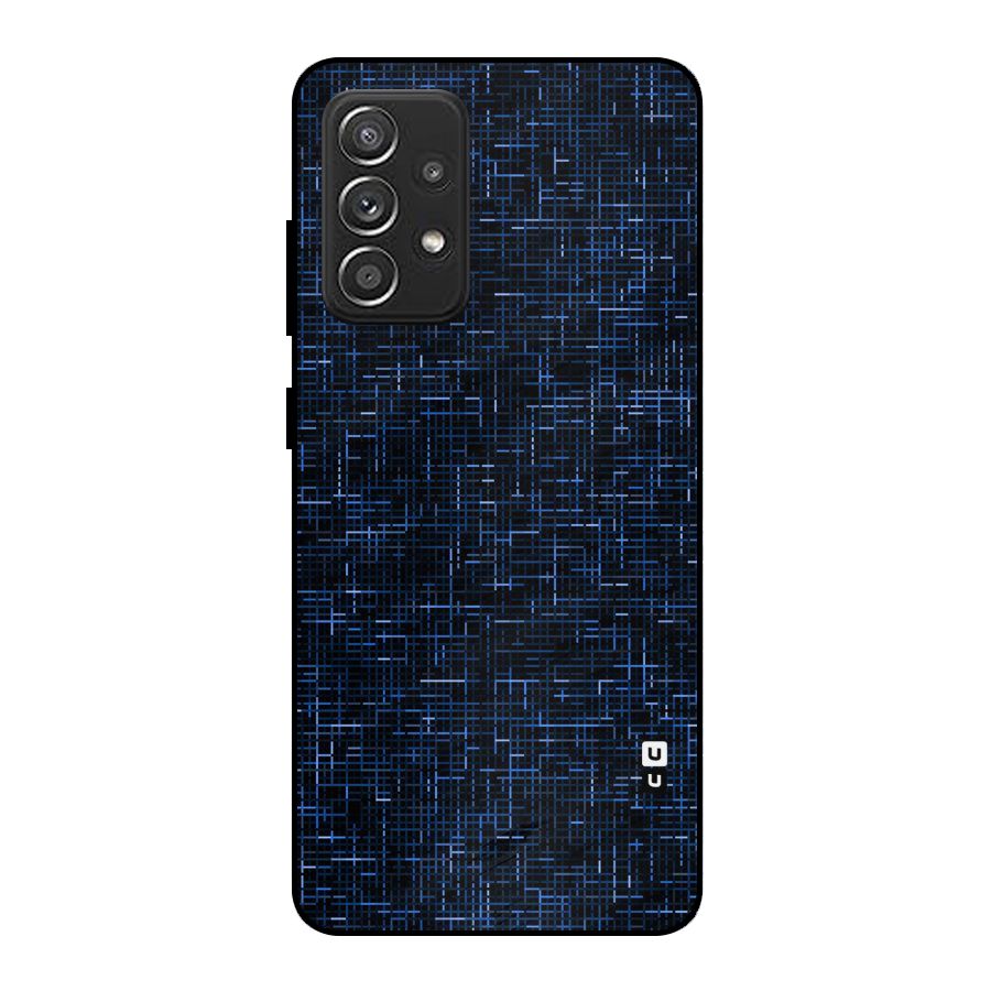 Criss Cross Blue Pattern Metal Back Case for Galaxy A52s 5G