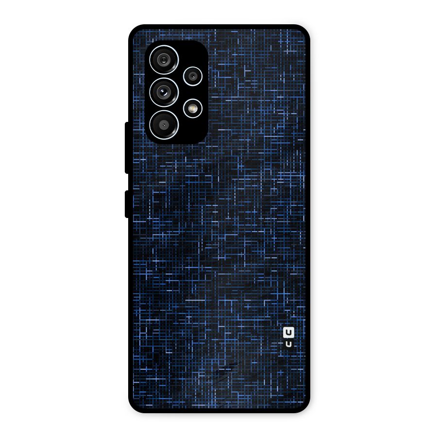 Criss Cross Blue Pattern Metal Back Case for Galaxy A53 5G