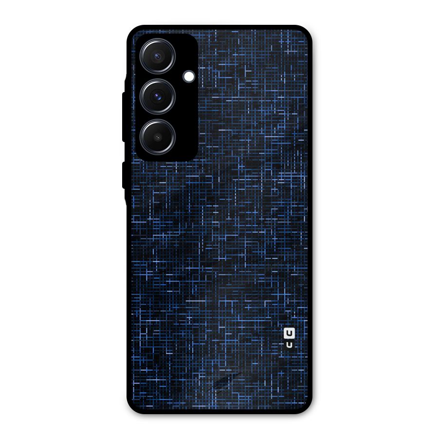 Criss Cross Blue Pattern Metal Back Case for Galaxy A55
