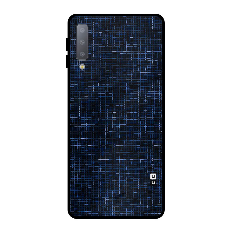 Criss Cross Blue Pattern Metal Back Case for Galaxy A7 (2018)