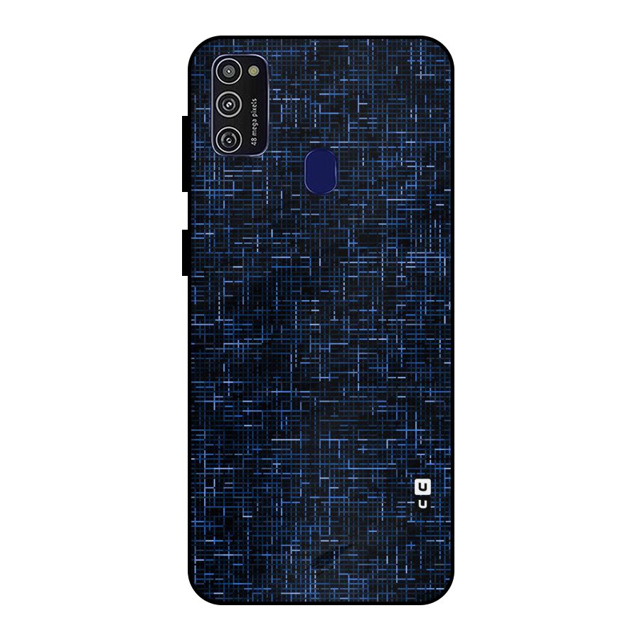 Criss Cross Blue Pattern Metal Back Case for Galaxy M21