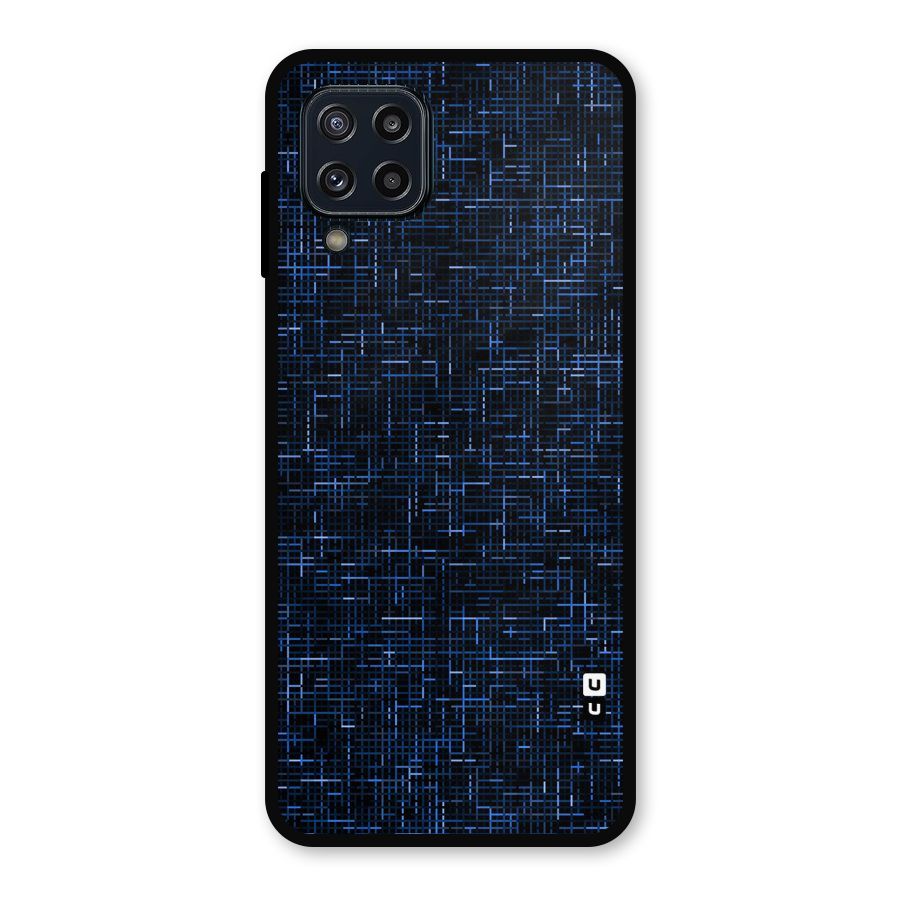Criss Cross Blue Pattern Metal Back Case for Galaxy M32
