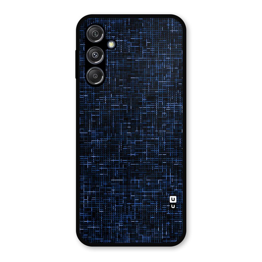 Criss Cross Blue Pattern Metal Back Case for Galaxy M34 5G