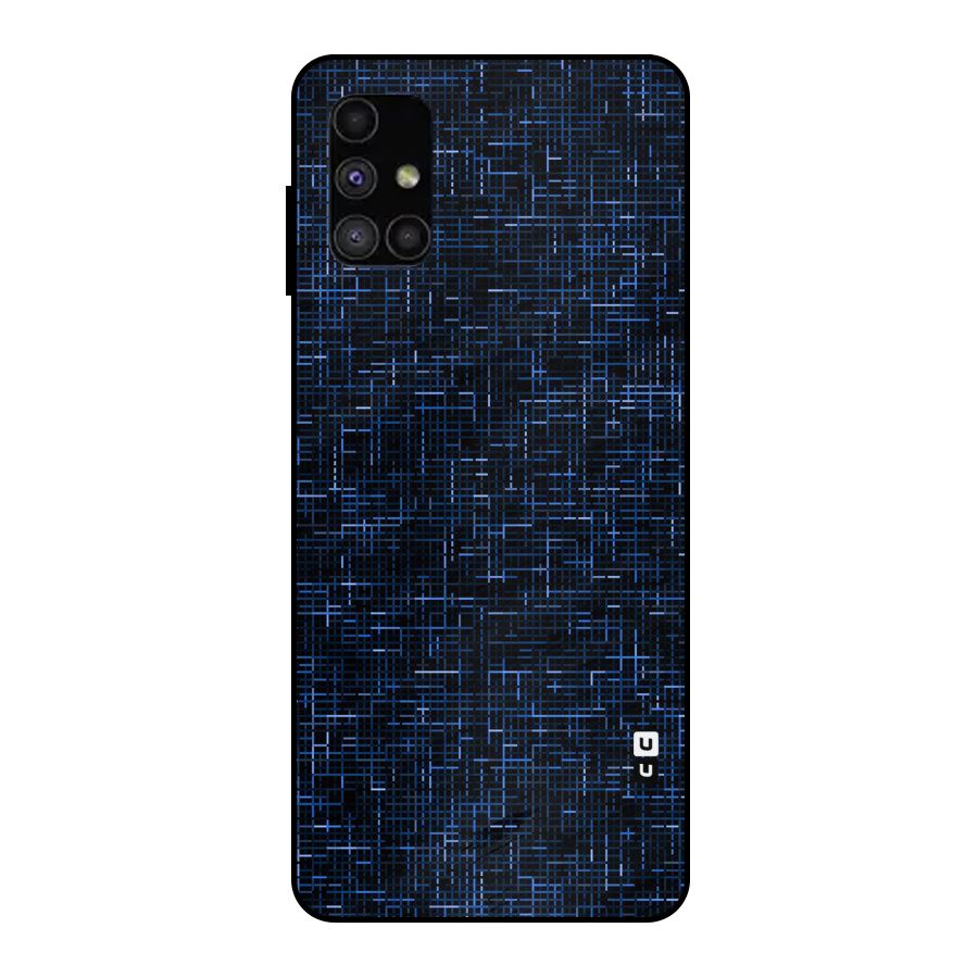 Criss Cross Blue Pattern Metal Back Case for Galaxy M51