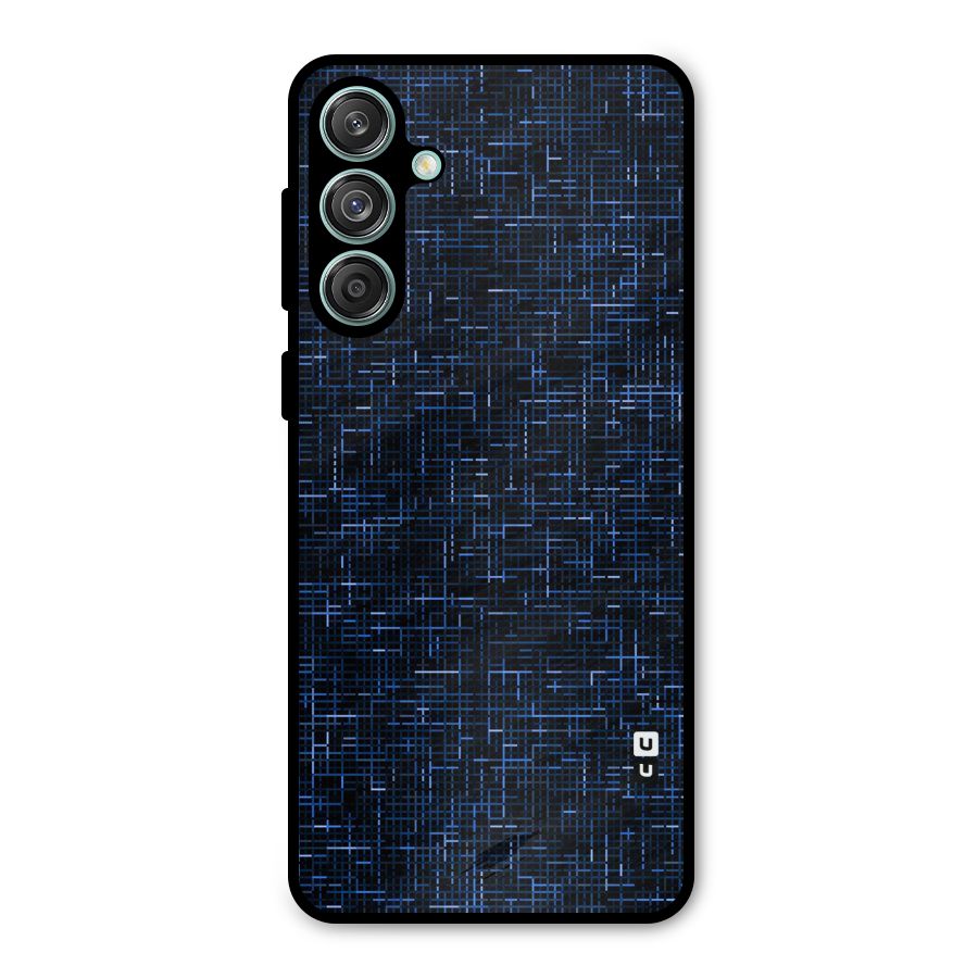 Criss Cross Blue Pattern Metal Back Case for Galaxy M55 5G
