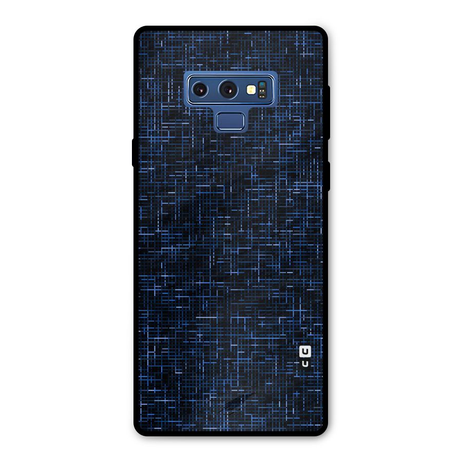 Criss Cross Blue Pattern Metal Back Case for Galaxy Note 9