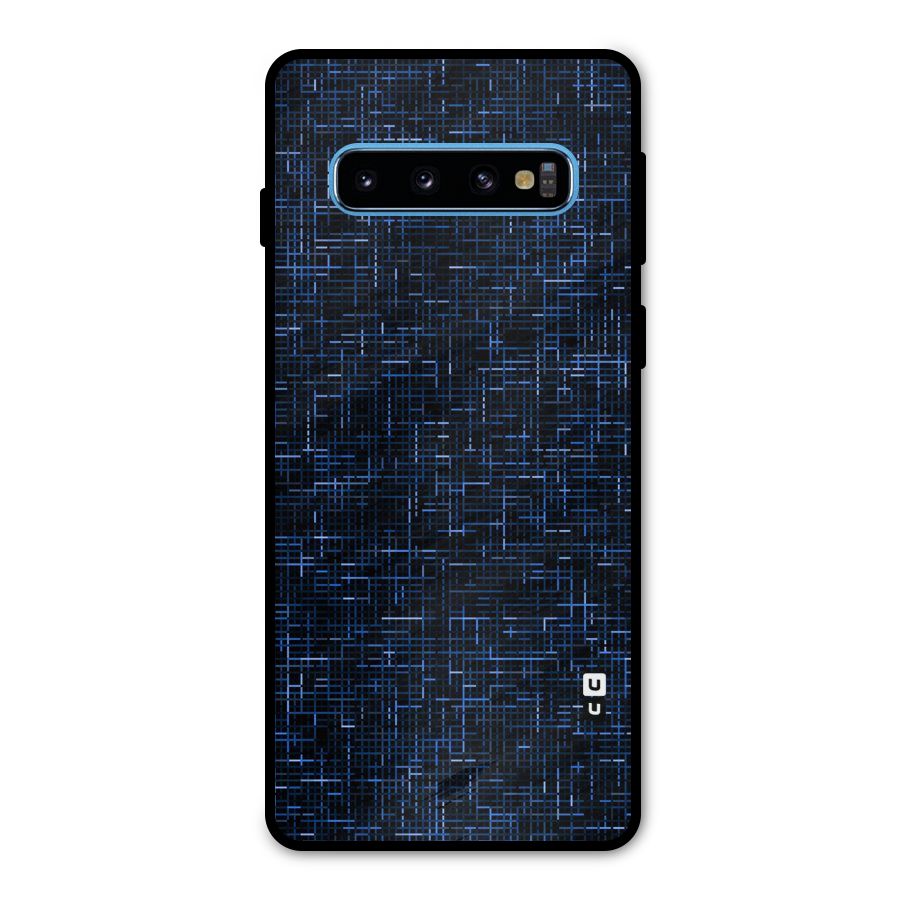 Criss Cross Blue Pattern Metal Back Case for Galaxy S10