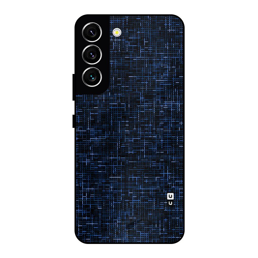 Criss Cross Blue Pattern Metal Back Case for Galaxy S22 5G