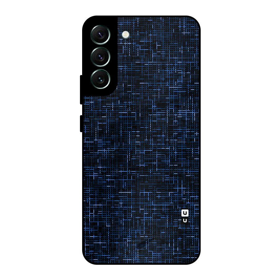 Criss Cross Blue Pattern Metal Back Case for Galaxy S22 Plus 5G