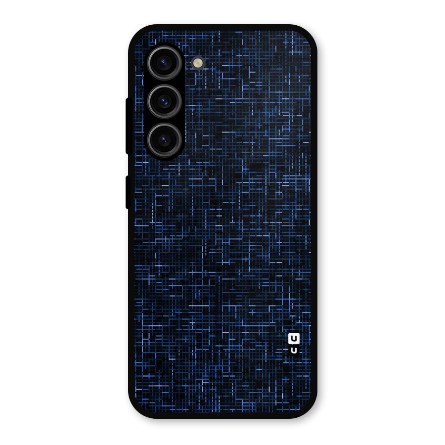 Criss Cross Blue Pattern Metal Back Case for Galaxy S23