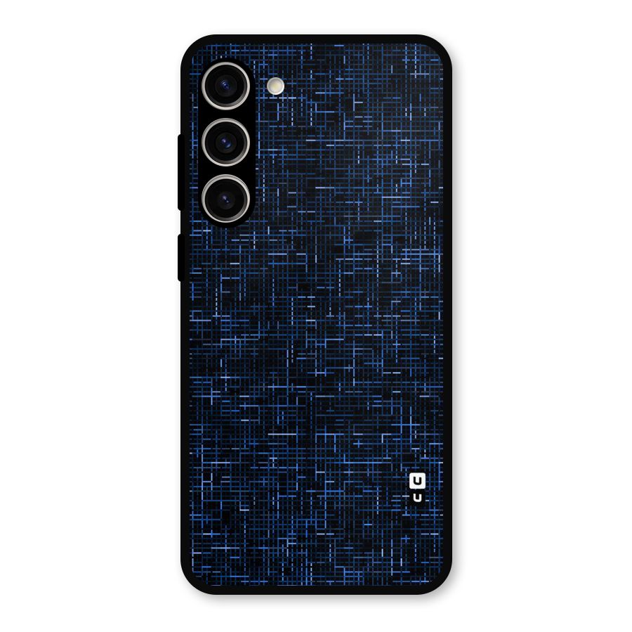 Criss Cross Blue Pattern Metal Back Case for Galaxy S23 Plus