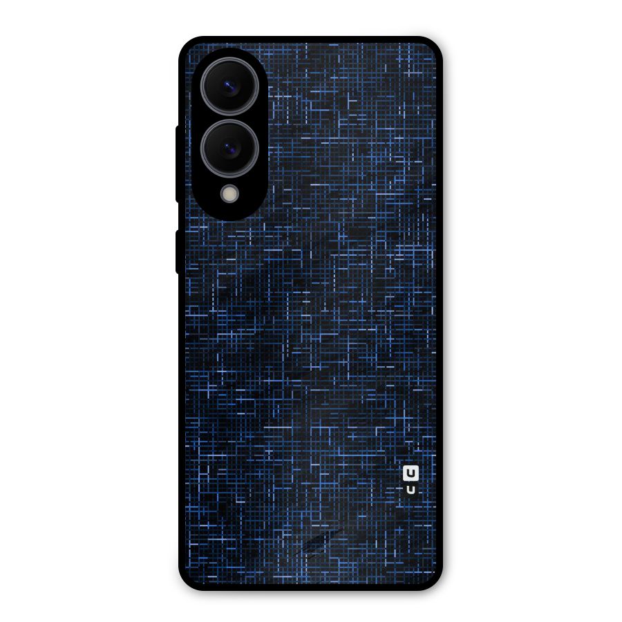 Criss Cross Blue Pattern Metal Back Case for Galaxy S25 Edge