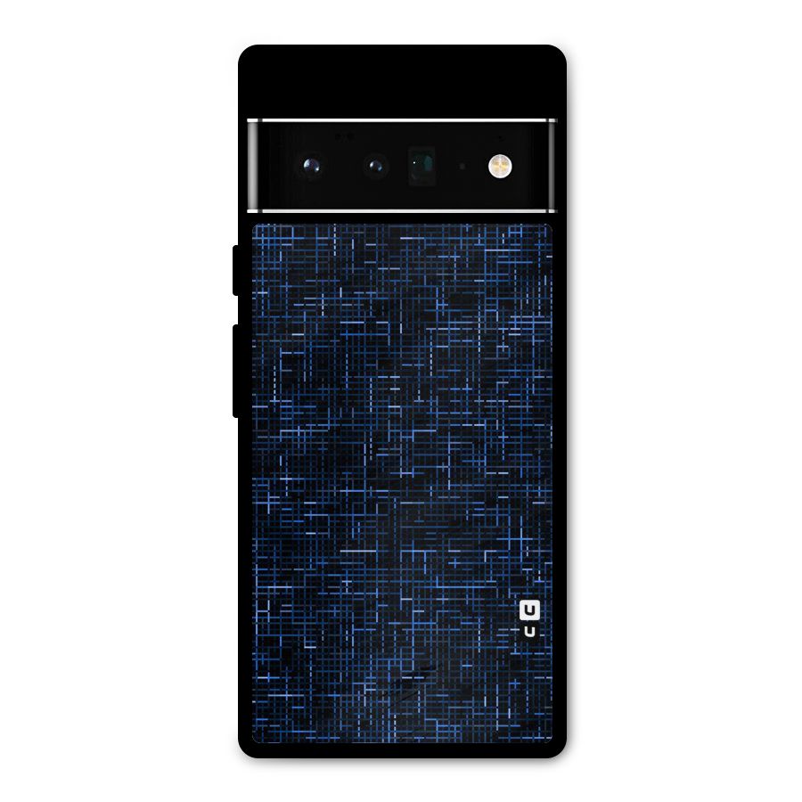 Criss Cross Blue Pattern Metal Back Case for Google Pixel 6 Pro