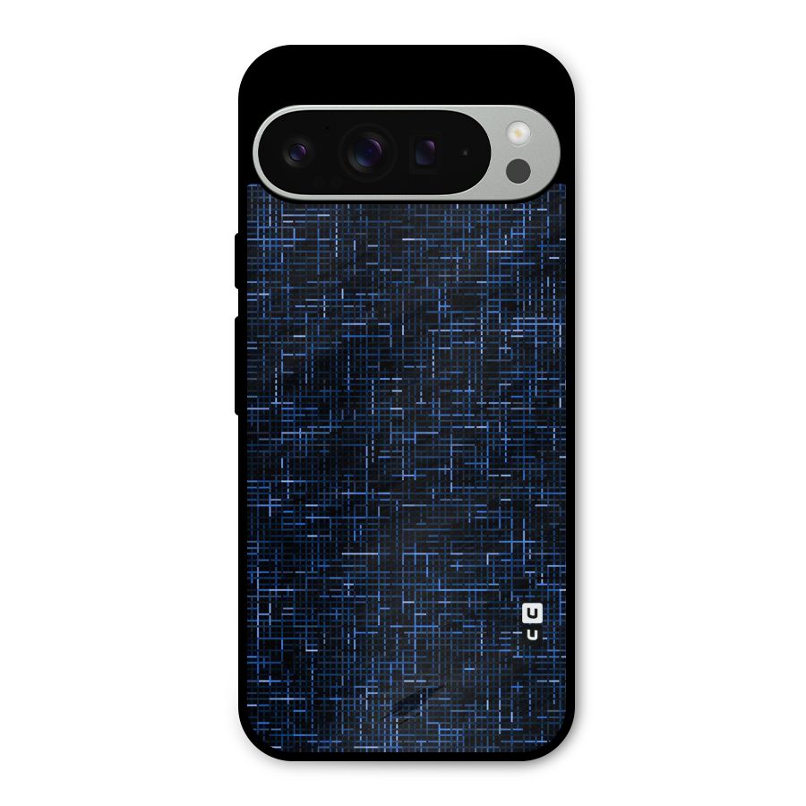 Criss Cross Blue Pattern Metal Back Case for Google Pixel 9 Pro XL